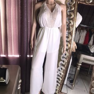 Back open jumpsuit cut in2 side